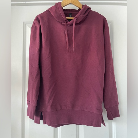 Soul + Sky Stitch Fix Micro French Terry Hoodie Sweatshirt Burgundy S - Picture 9 of 11